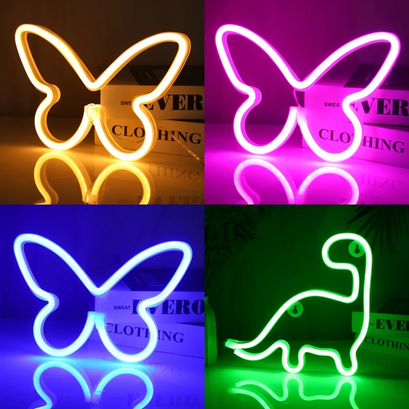 Butterfly LED Neon Light Luminous Christmas Decoration Neon Lamp For Home Living Room Party Wall Decor Festival Adult Kid Gift