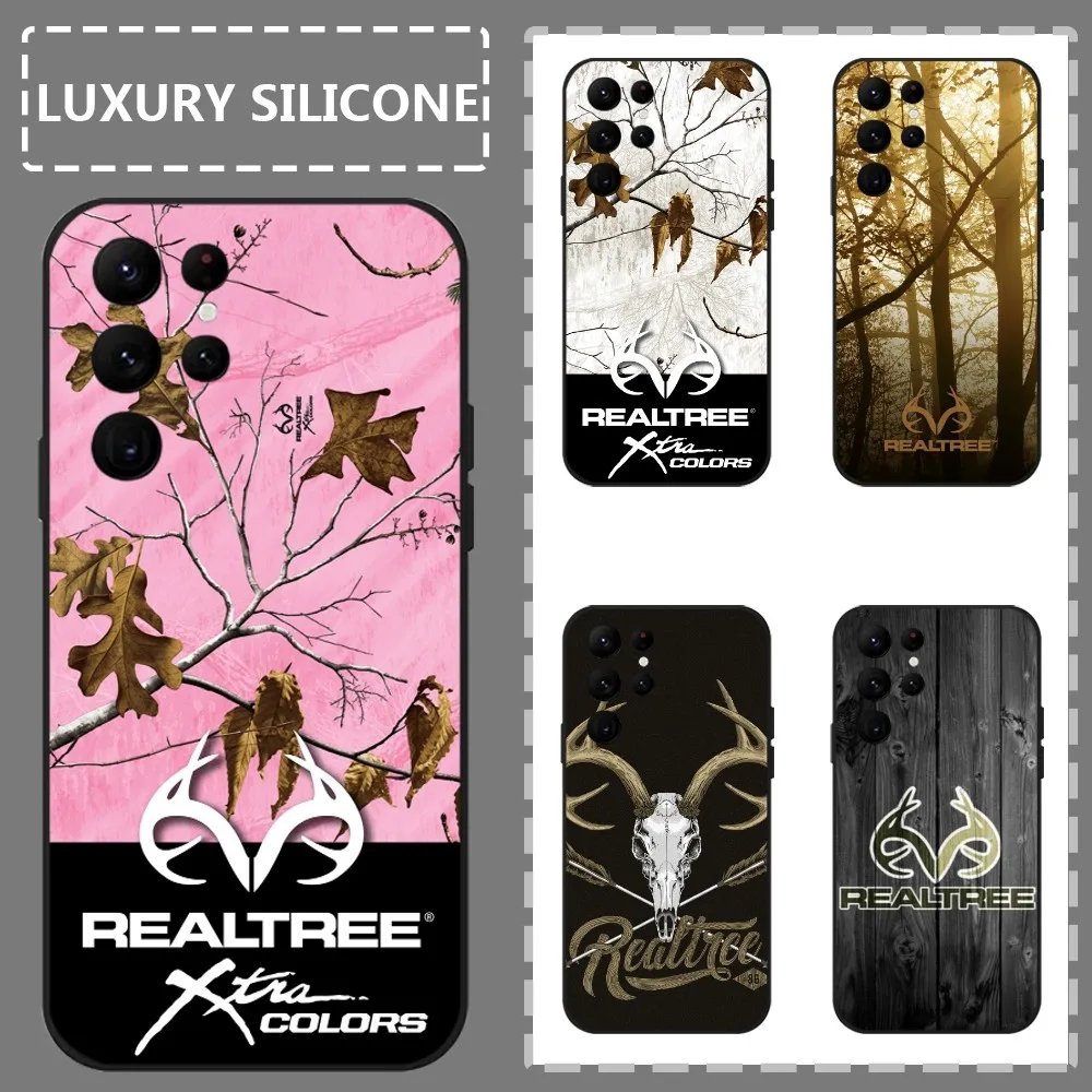 R-Real T-Tree Camouflage Phone Case For Samsung Galaxy S24 Ultra S22 S23 Ultra S21 S20 5G Protective Silicone TPU Funda