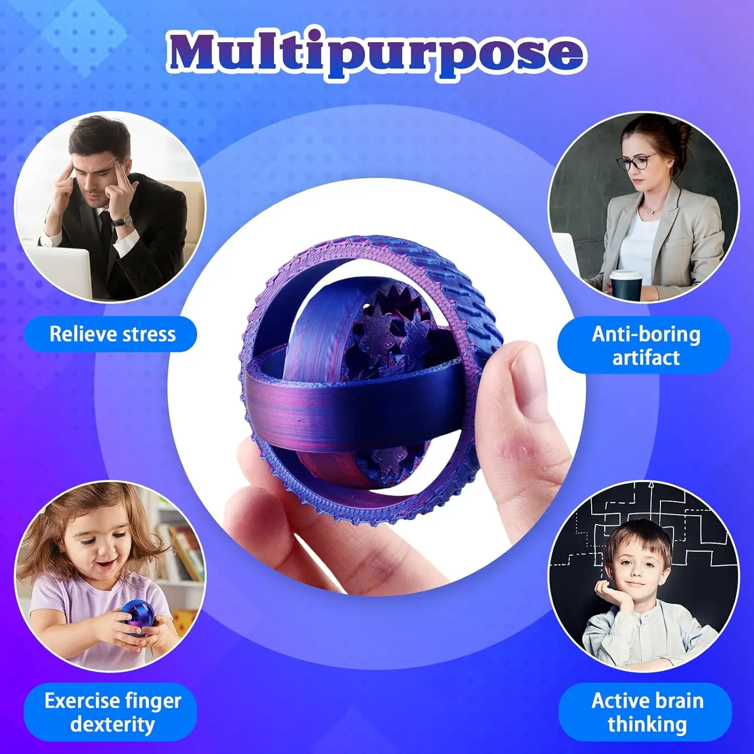 Fidget Spinner impreso en 3D: juguete para aliviar el estrés con rodamiento suave de alta velocidad para adultos y niños