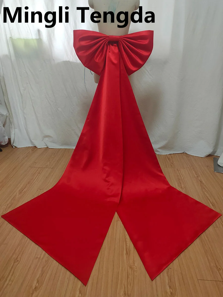 Mingli Tengda Vlek Aparte Grote Vlinderdas Bruiloft Knopen Verwijderbare Rode Riemen Met Pin Accessoires Riem Bruid Strik