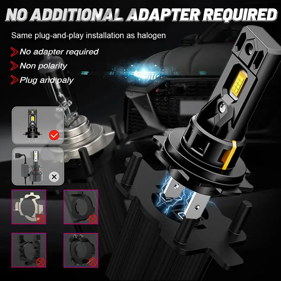 

1:1 Mini LED H7 Headlight Wireless Chips for Car Headlamp Auto Diode Lamps H7 Turbo 6000K Plug&Play Fog Lamp Led