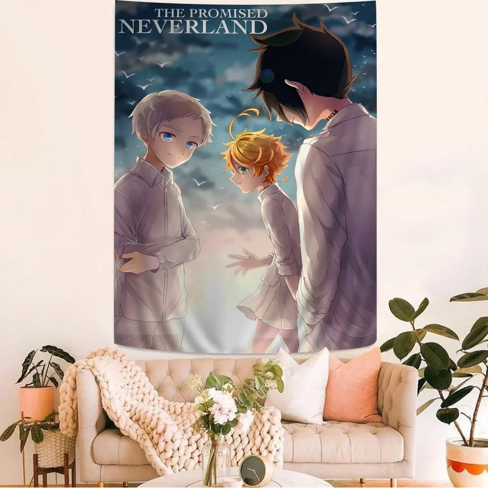 The Promised Neverland DIY Wandteppich zum Aufhängen, Tarot, Hippie-Wandteppiche, Wohnheim, INS, Heimdekoration