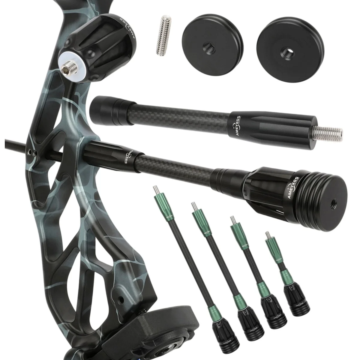 

Archery Carbon Stabilizer 6/8/10/12 Inch Balance Bar Shock Absorbing with Counterweight Bow Hunting Shooting Targeting Damping