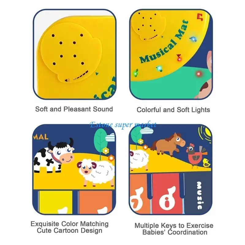 090B Simulação infantil para brinquedos brincar Tapete piano portátil multifuncional poliéster