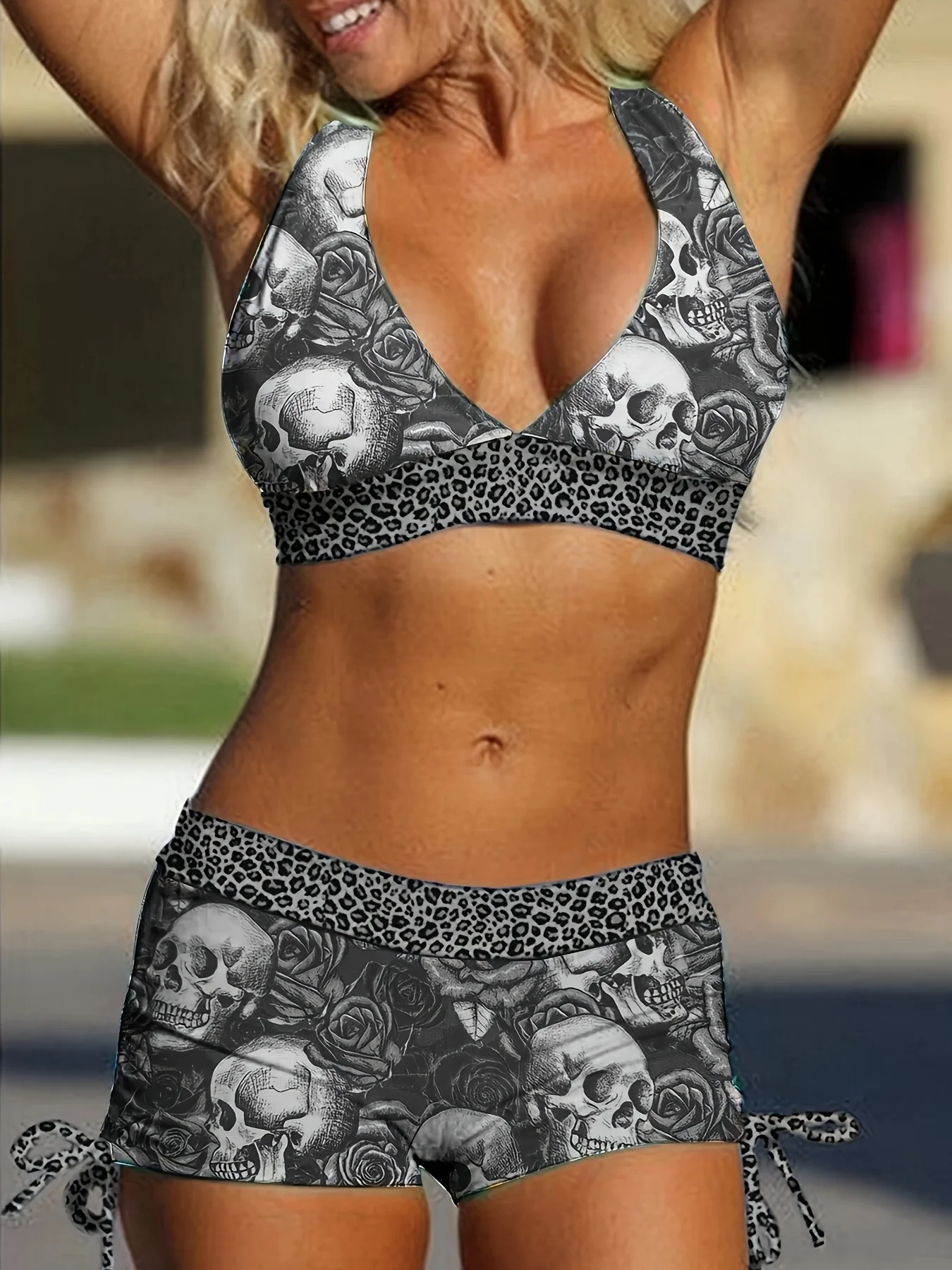 

Punk Skull Women'S Two-Piece Swimsuit Party Bikini Set
