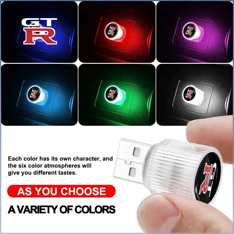 Luz LED USB para Carro, Luz de Ambiente Interior Automotiva, Acessórios para Nissan GTR C210 R30 GTS-R R33 R34 GT-R Nismo, Calotas