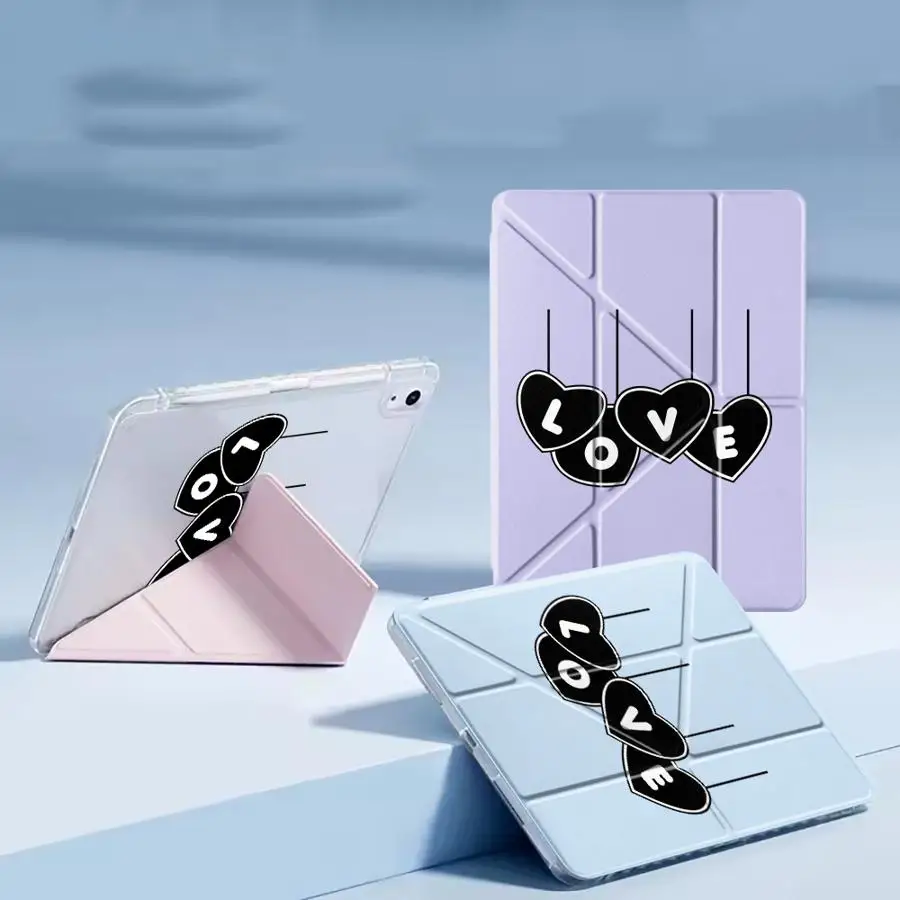 

Love Balloons Tablet Case For iPad Pro 11th 10th 9th 8th 12 Mini 6 7 Air 4 5 M3 M2 M4 11inch Pro 2025 Holder Cover Y-Fold