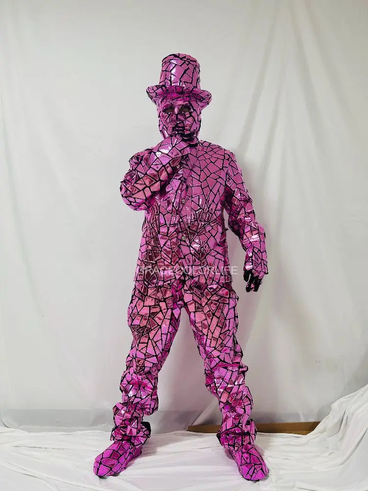 بدلة فيلم مرآة معدنية مستقبلية زي وردي أزرق نمط ملابس للمرحلة DJ الرقص العملاق الخيال العلمي تأثيري الأداء الزي #2