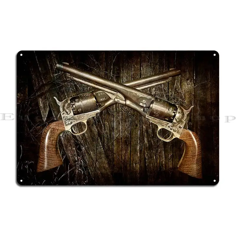 A Brace Of Navy Colt Revolvers Metal Sign Garage Plaques Designer Party Garage Cinema Tin Sign Poster