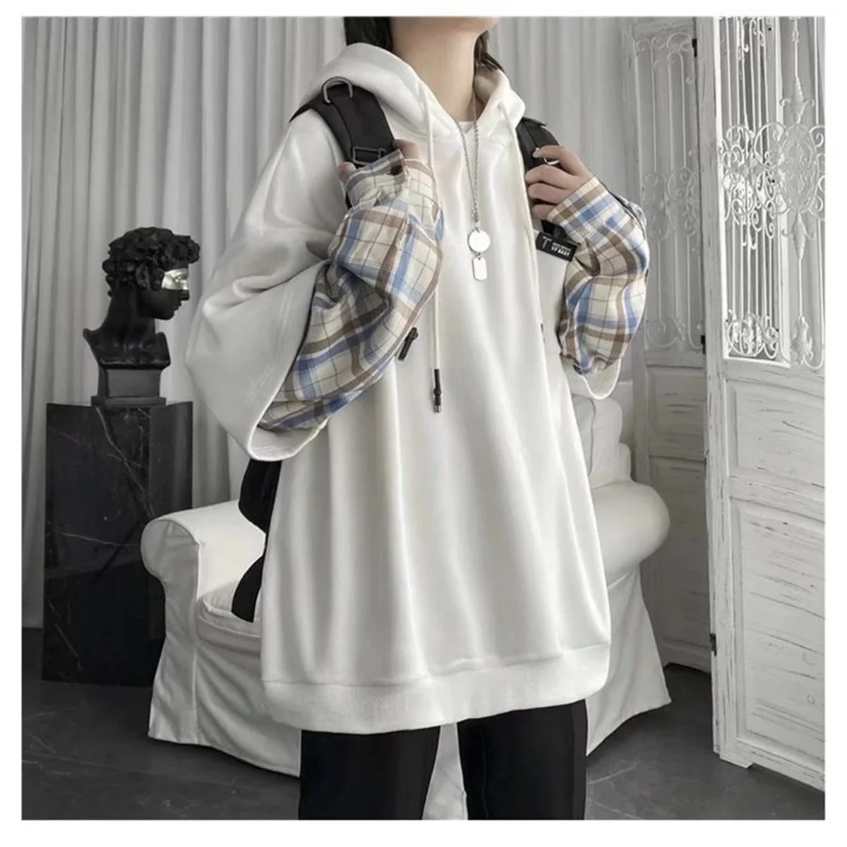 2025 جديد الربيع والخريف شعبية الذكور حيوية اتجاهات الموضة تنوعا بسيطة كسول الرياح وهمية اثنين هوديس وسترات #4