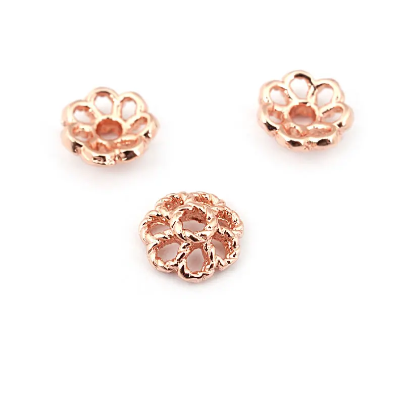 6MM 8MM 18K Gold Color Silver Color Rose Gold Color Brass Beads Caps High Quality Diy Jewelry Making Findings Accessories