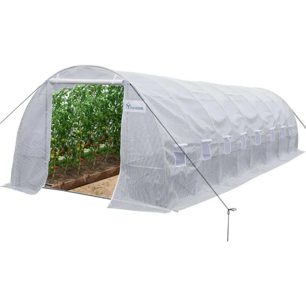 Greenhouse large walk-in greenhouse tunnel greenhouse garden upgrade galvanized steel pile rope zipper door 9 horizontal bars