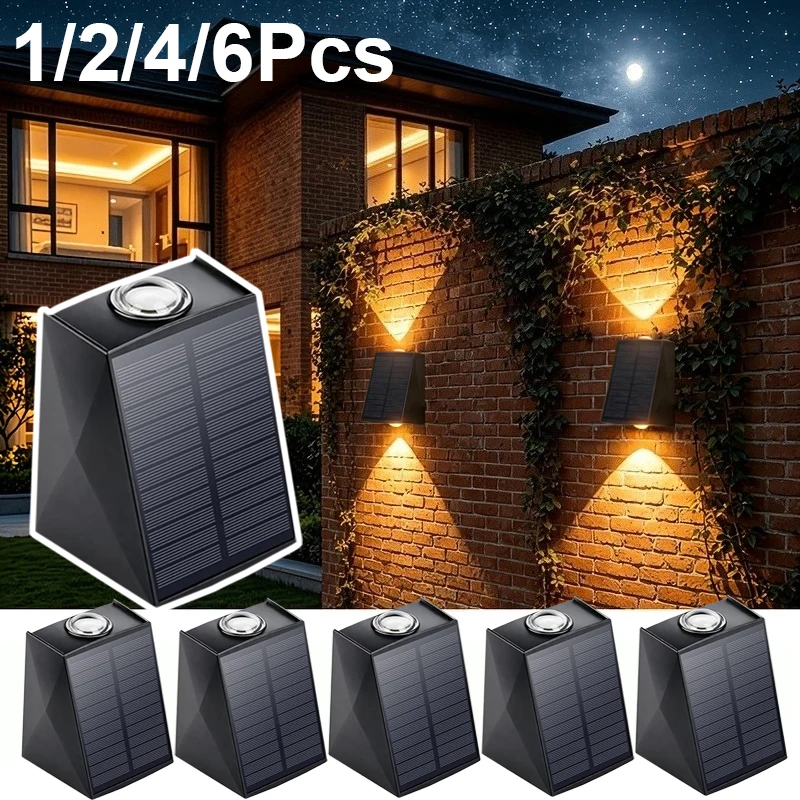 Solar Powered Wall Sconces Up and Down Lighting Wall Light Outdoor Fence Lights Decorative Lighting for Backyard Patio Garden