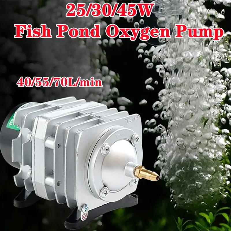 220V 25/30/45W Pompa powietrza Akcesoria do akwarium Sprężarka elektromagnetyczna do akwariów dla ryb Pompa tlenowa do akwarium akwariowego