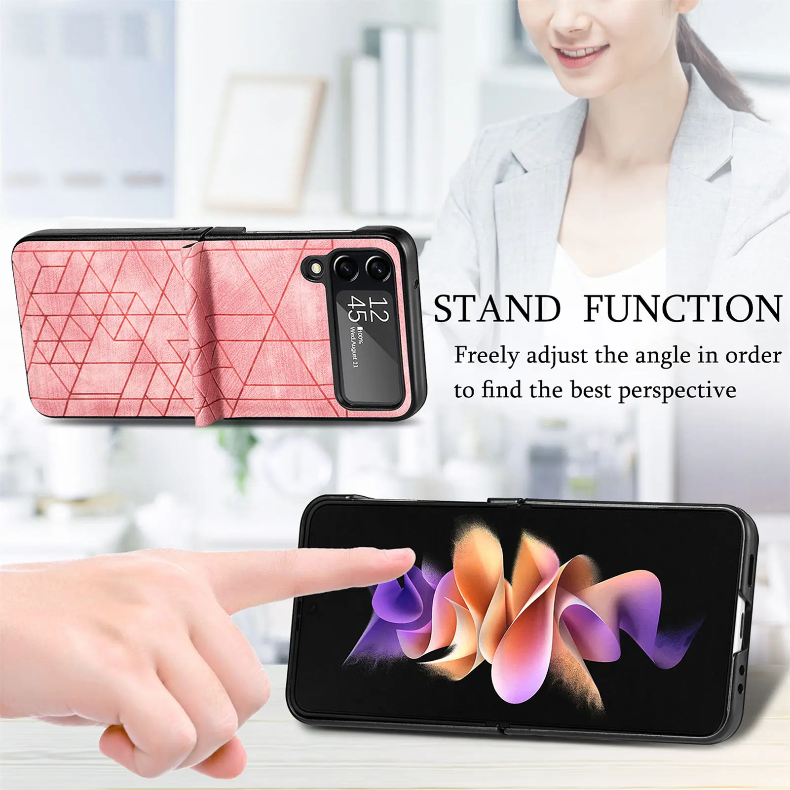 Anti-Sweat Leather Cell Phone Accessories Case for Samsung Galaxy Z Flip 4 5G Flip4 Zflip4 Shockproof Folding Cover