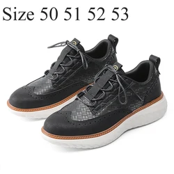 Thick Soles Mens Brogues British Style Leather Casual Shoes Plus Big Size 50 51 52 Italian Luxury Brand Designers Loafers