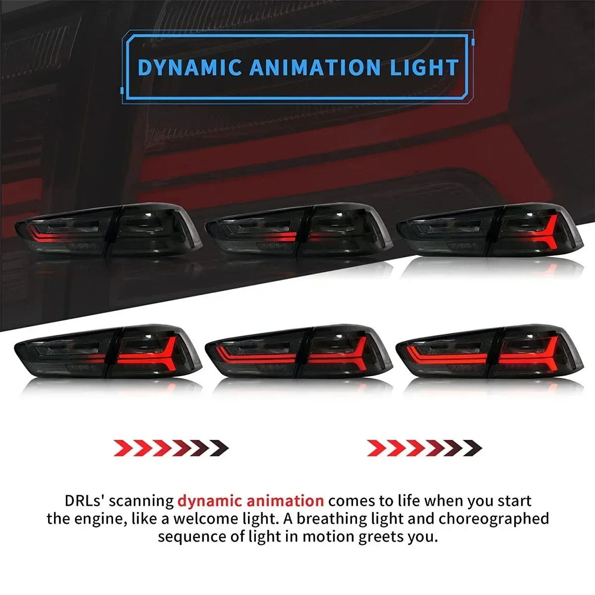 Car For Mitsubishi Lancer & EVO X Taillights 2008-2021 Upgrade Modified To New DRL Dynamic Turn Signal Taillight Car Accessories