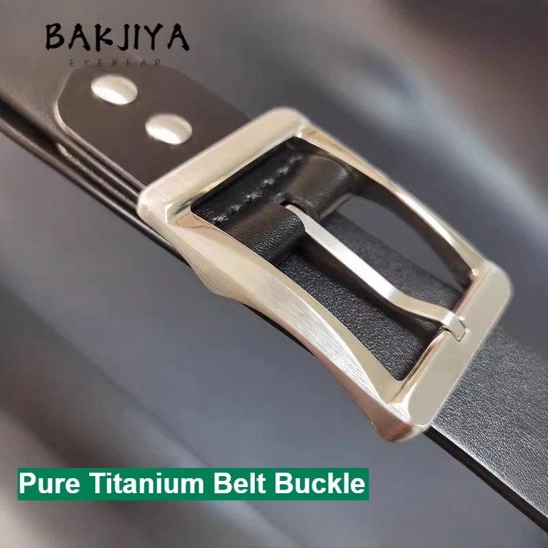 BAKJIYA 2026 Durable Rustproof Anti Allergy Pure Titanium Buckle 38mm Men Belt Leather Pin Buckles Casual Suit Jeans Waist Band