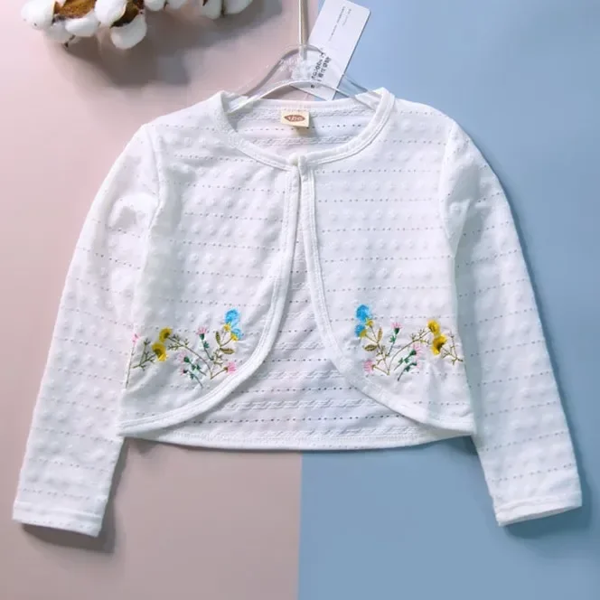 White Girl Cardigan Kids Spring Autumn Long Sleeve Cotton Sweater Girl For 1 2 3 4 6 8 10 11 Years Old  Girls Coat OMGosh