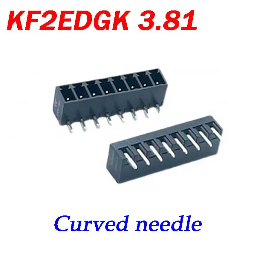 KF2EDGK-3.81 2/3/4/5/6/8/10/12Pin Right Angle Terminal Plug Type 300V 8A 3.81mm Pitch Connector Pcb Screw Terminal Block black