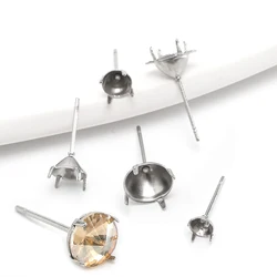 20Pcs 4/5/6/8mm Stainless Steel Earring Claw Ear Post Pins Cup Base Earring Setting DIY Jewelry Making Findings