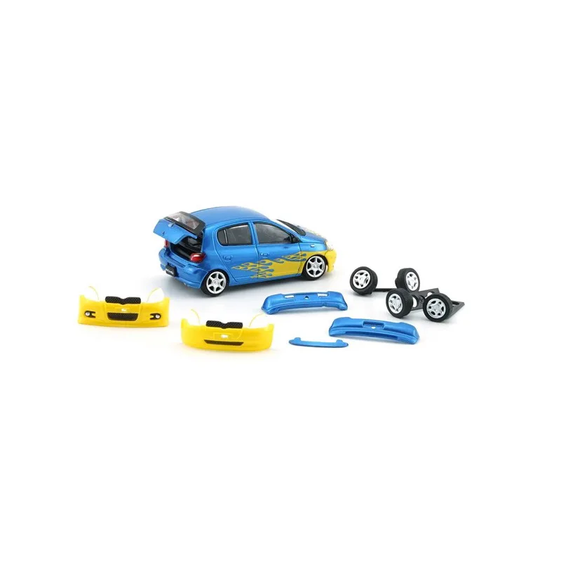 BM Creations 1:64 1998 Yaris Echo Vitz Blue LHD Diecast Alloy Toy Cars 64B0383 Simulation Model In Stock