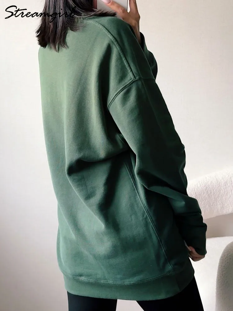 Oversize Gradient Sweatshirts Women Cotton Autumn Green Casual Pullovers O Neck Couples Sweatshirts For Women Streetwear 2024