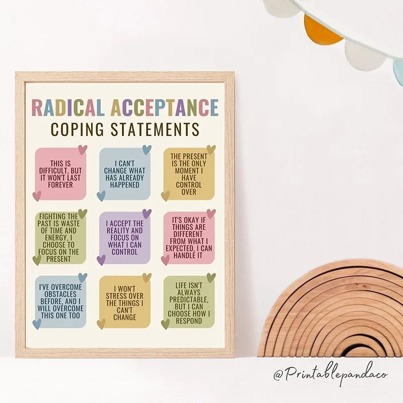 Retro Mental Health Canvas Print Poster Bohemian Inspirational Canvas Painting Classroom Office Hallway Poster Home Decor