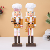 35/38cm Christmas Nutcracker Wooden Soldier Puppet Creative Handicraft Cookie Doll Holiday Gift Livingroom Collectible Decor