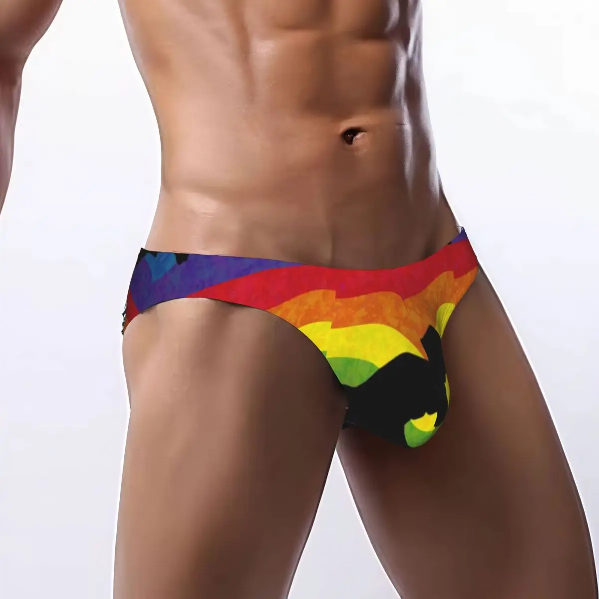 Men's Panties Man Briefs Heart Colorful Rainbow Flag Sexy Underwear Male Bikini Underpants