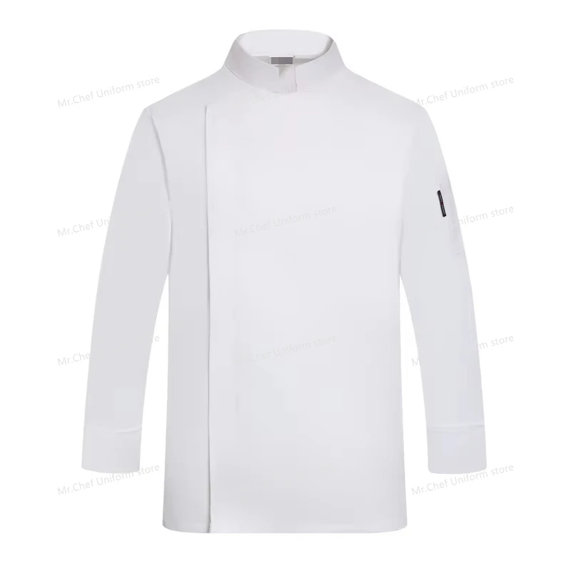 

White chef uniform long sleeve chef coat T-shirt Hotel chef jacket restaurant chef coat Bakery Breathable Cooking clothes logo