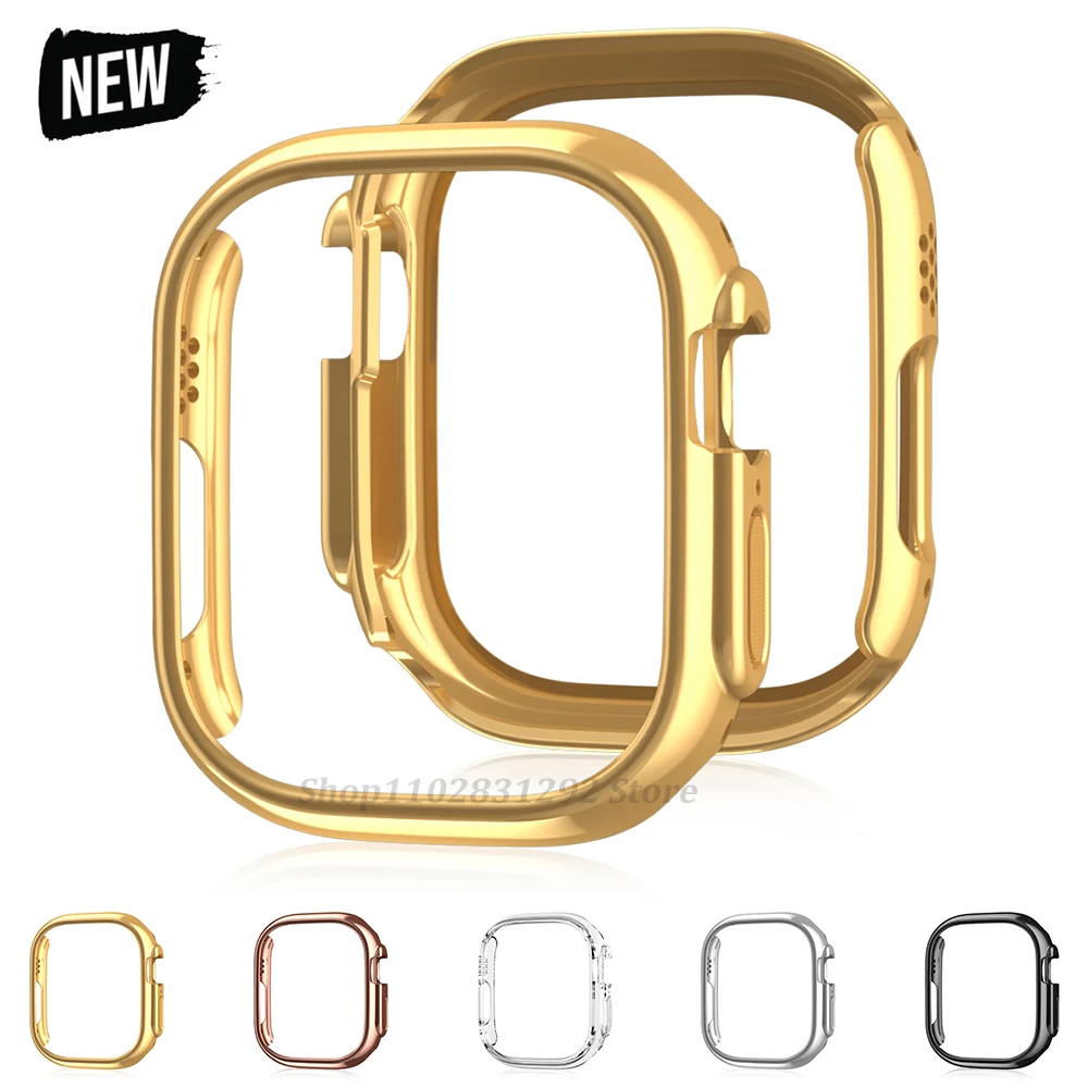 Für Apple Watch 38 40 42 45 Ultra3 49 mm vergoldete Skelett-Abdeckung, harter PC-Stoßfänger-Gehäuserahmen für iWatch SE 11 10 9 8 7 6 5 4 SE3-Gehäuse