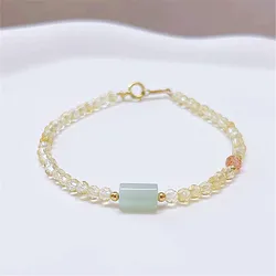 Natural Citrine Strawberry Quartz Beaded  Women Bracelet 14K Gold Filed Original Design Jadeite Fine Jewelry Romantic Girl Gift
