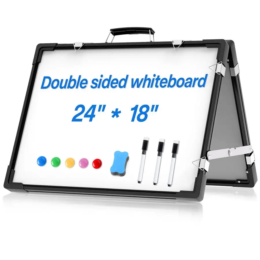 

Dry Erase Boards, Portable White Board Double Sided Magnetic Board Stand,Foldable Hanging Wall Desktop Boards Easel for Kids Stu