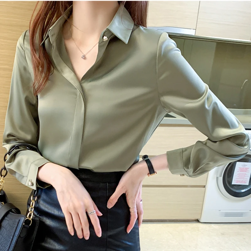 Korean Fashion Women\'s Blouses New Long Sleeve Top Black Shirt 2023 Casual Shirts and Blouses Solid Women Clothing Vintage Shirt