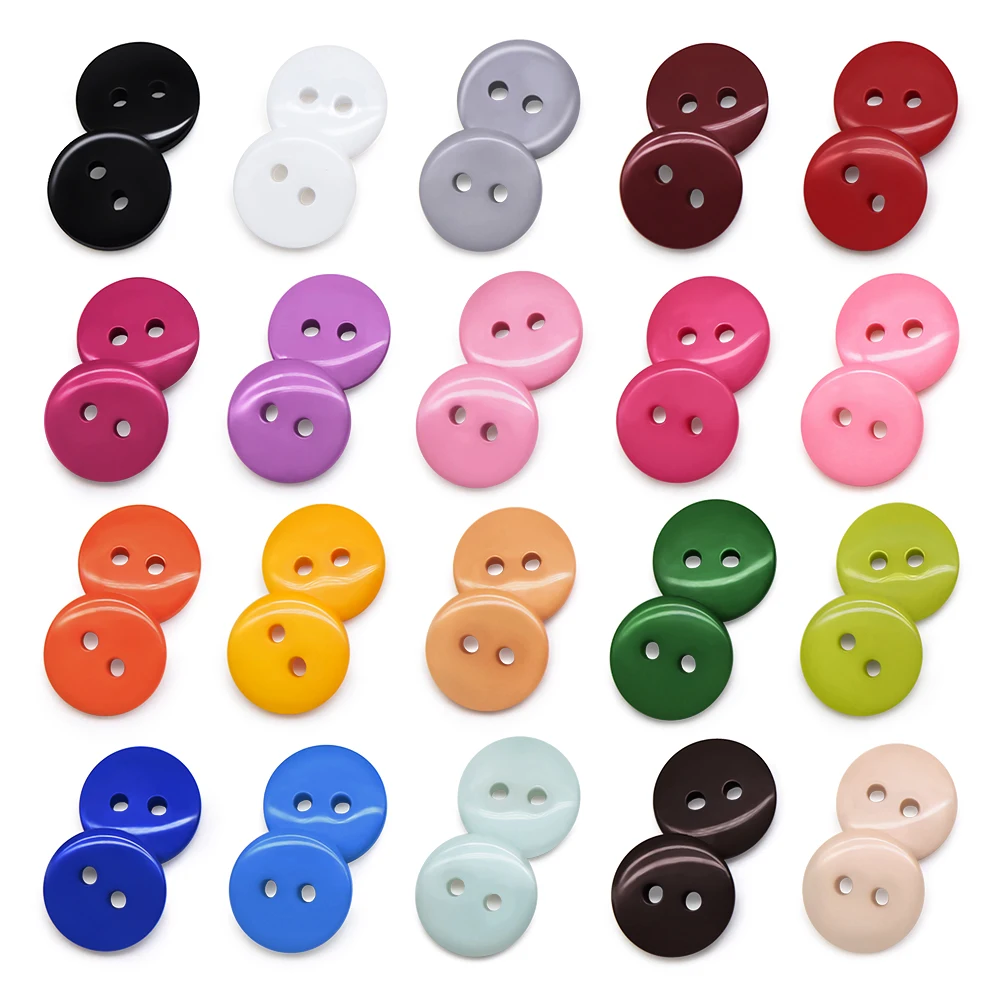 100pcs/lot Resin Button Round 2 Holes 9/10/11mm sew on Small button for child cloth Candy colors handmade DIY accessories