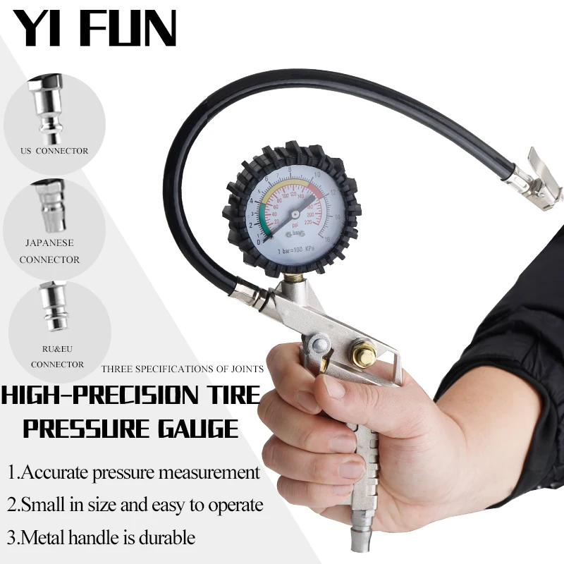 Car Wash Accessories Tire Pressure Gauge High-Precision Tire Pressure Detector For Monitoring Automobile Tire Inflation