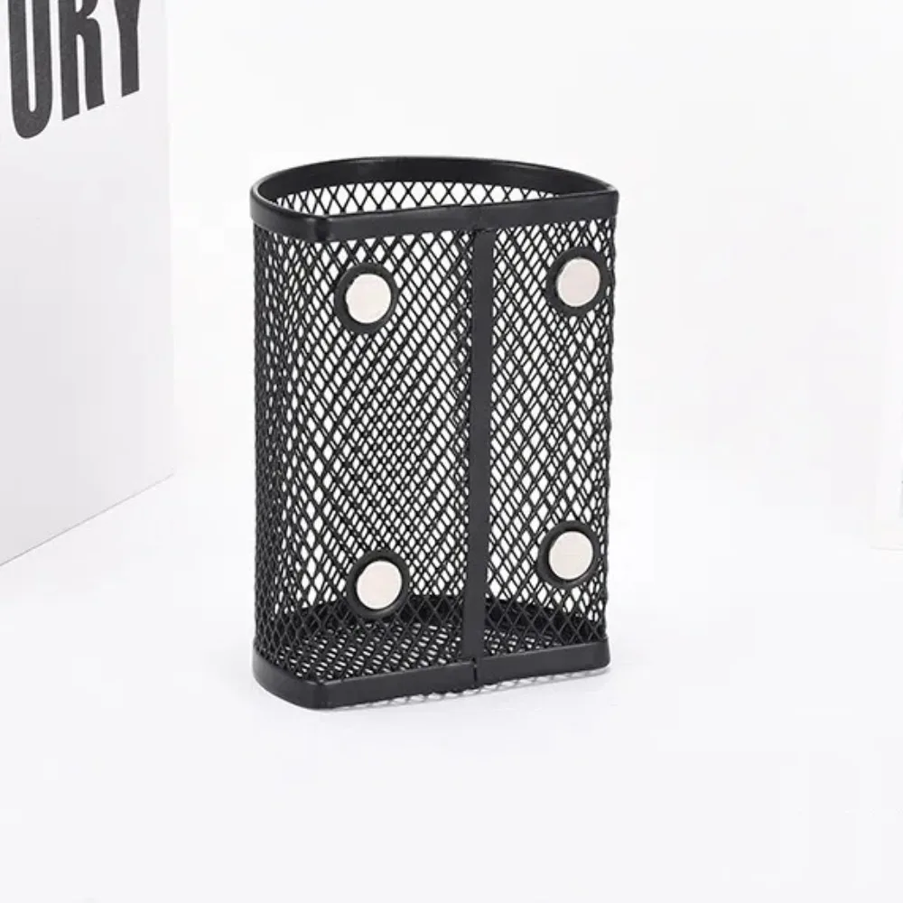 Sturdy Large Capacity Magnetic Storage Basket Metal Multifunctional Magnetic Pencil Holder Mesh Pen Cup Office