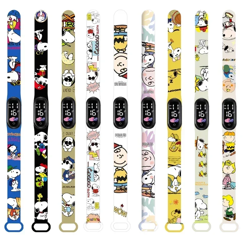 Disney Snoopy Watch Cartoon Anime Character Action Figures Luminous Bracelet Watch LED Touch Waterproof Sports Kids Watch Gift