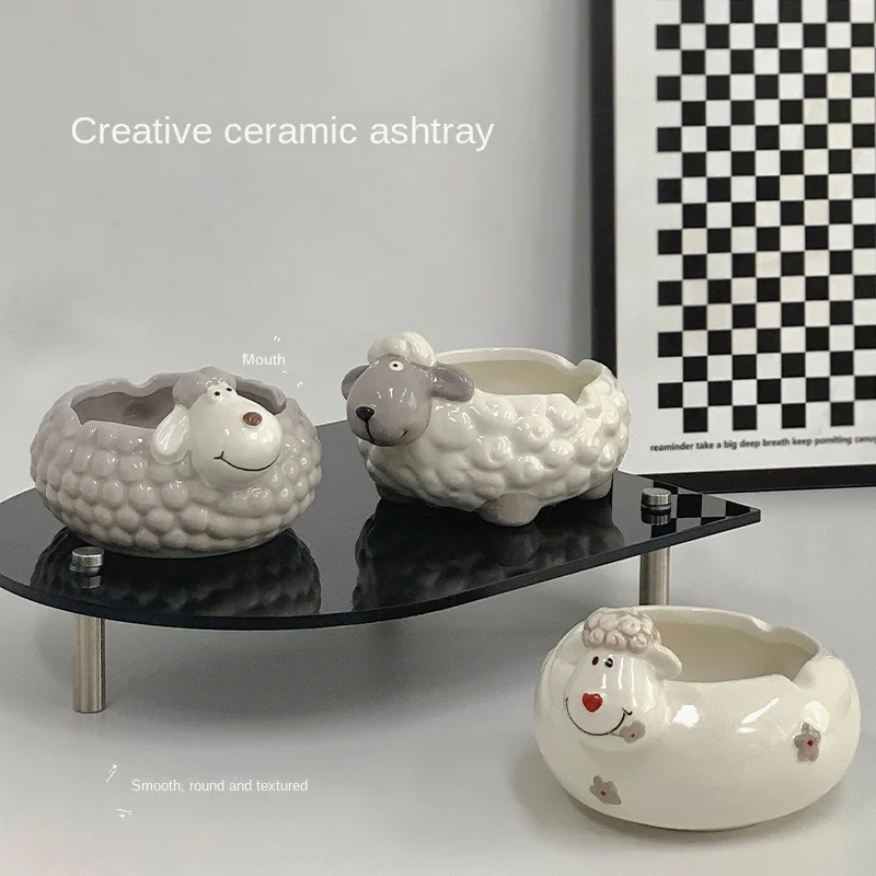 Ashray Creative Ceramic Home Living Room Office Personality Small Ins Cute Cartoon  Nordic Style Desktop Decoration Simple 1Pc