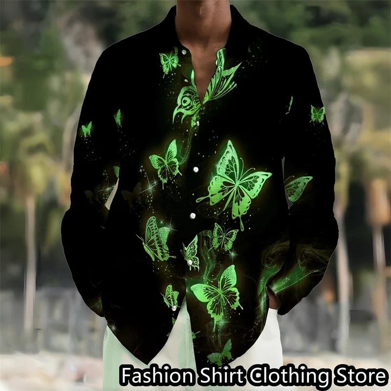 7 -color men\'s shirt pattern shirt 3D print high -definition pattern butterfly shirt outdoor shopping fashion leisure 6xl