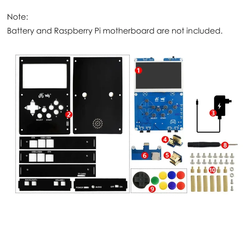 4,3 дюймовый игровой модуль консоли, геймпад, плата расширения, головной убор, стартовый комплект для RPI Raspberry Pi 3 3B Plus 4 Model B, 2 ГБ, 4 ГБ, 8 ГБ ОЗУ