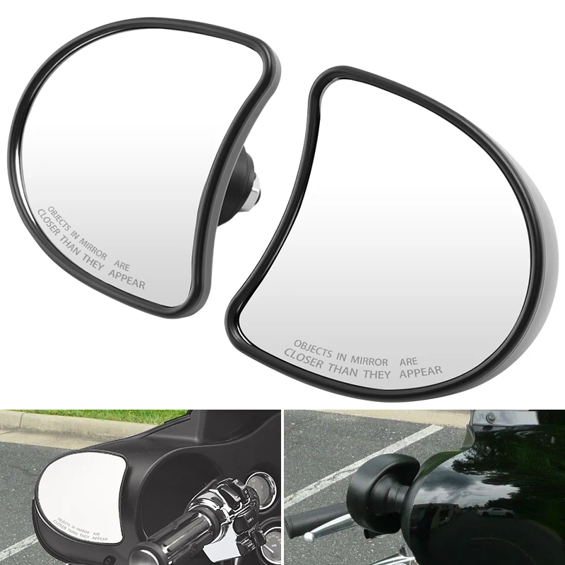 

Black Motorcycle Rearview Mirror 10mm Rear View Side Mirrors For Harley Touring Street Glide FLHX Electra Glide FLHT FLHTK 96-13