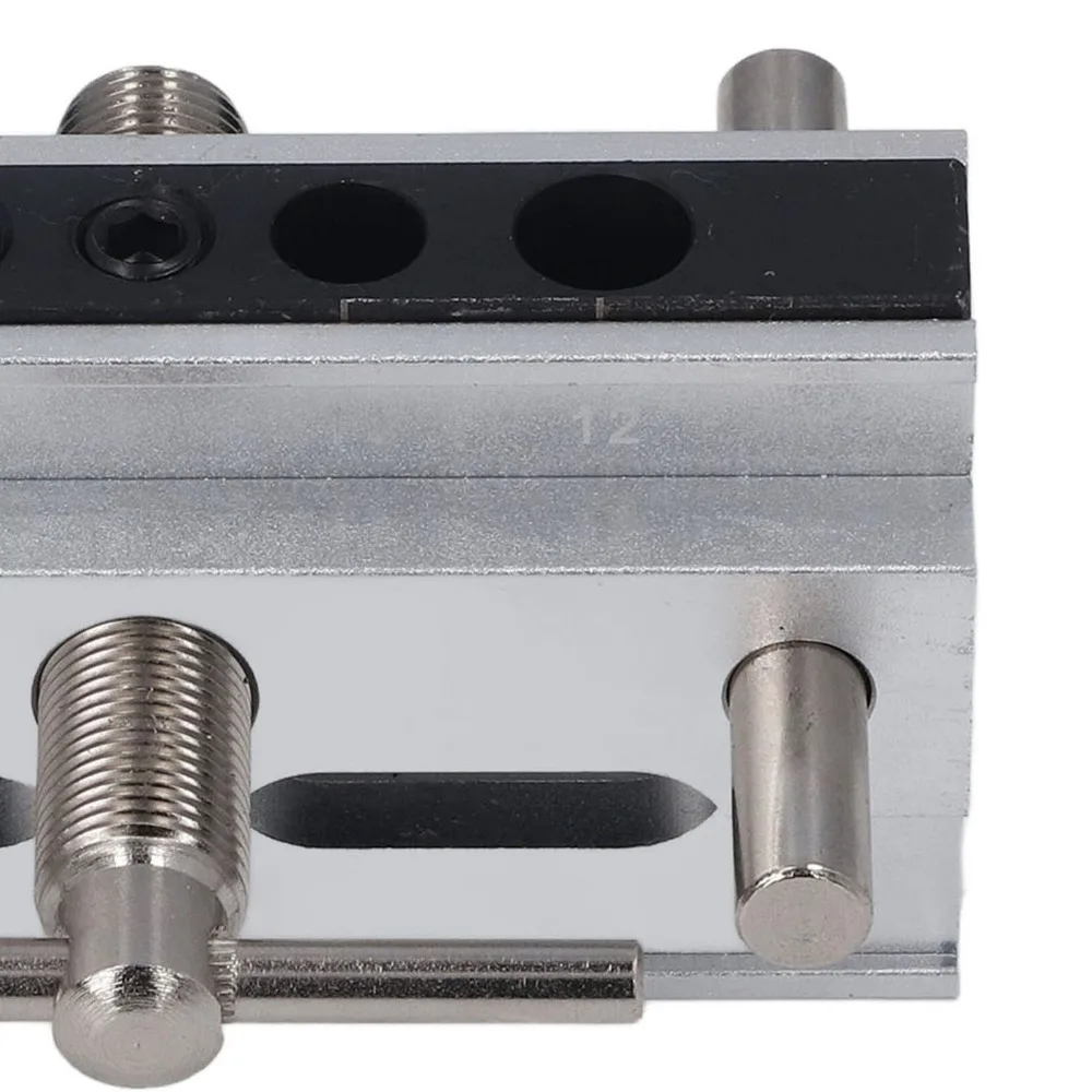 Metric Adjustable Width Self Centering Doweling Jig 3 in 1 Silver Finish Drilling Guide 6 Bushings Woodworking Dowel Jig