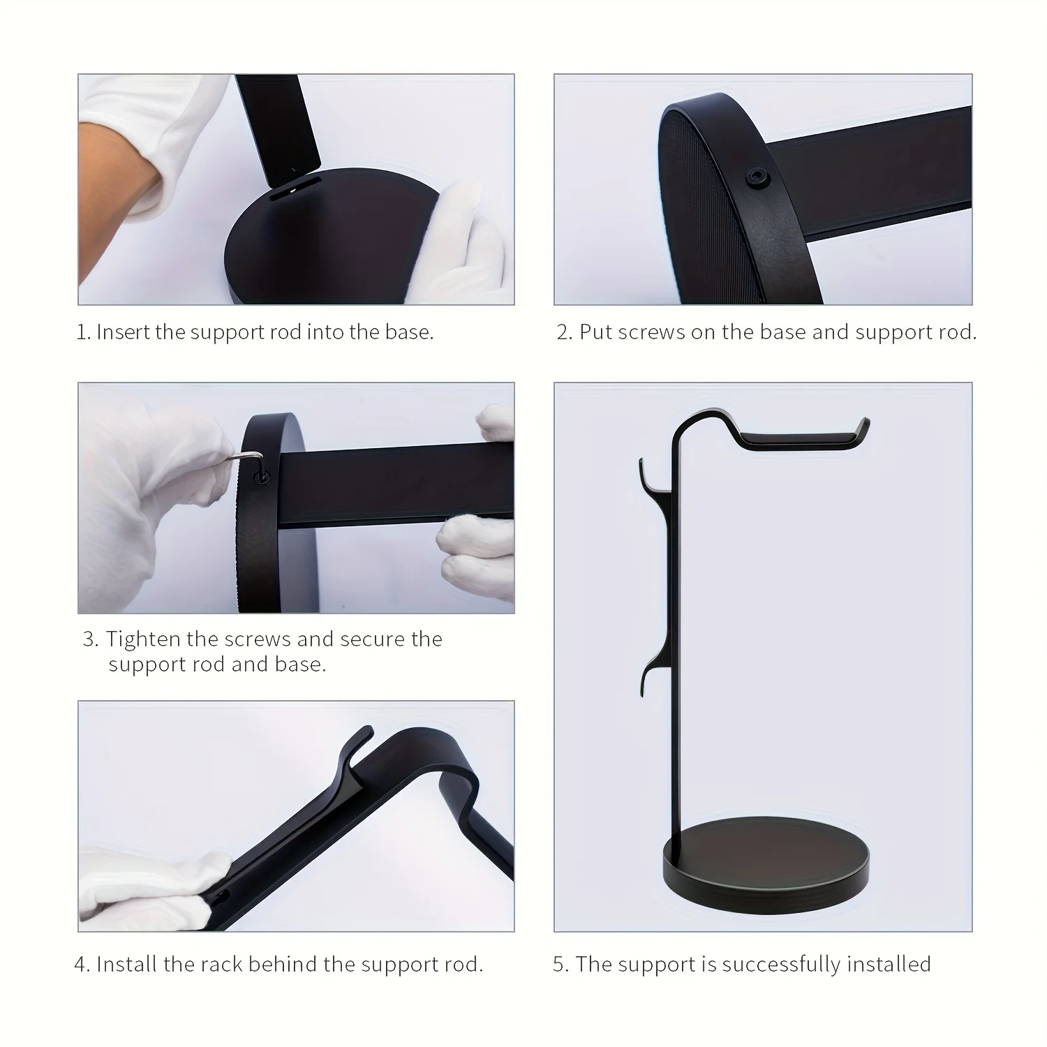 Aluminum Alloy Headphone Stand, Desktop Gaming Headset Holder With Cable Clips, Wire Organizer For Over‑ear Headphones - view 5