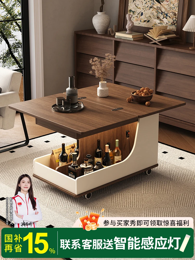 

Подвижный журнальный столик, складной диван, боковой шкаф для гостиной, маленькая квартира, тележка, журнальный столик из цельного дерева, обеденный стол, два дюйма