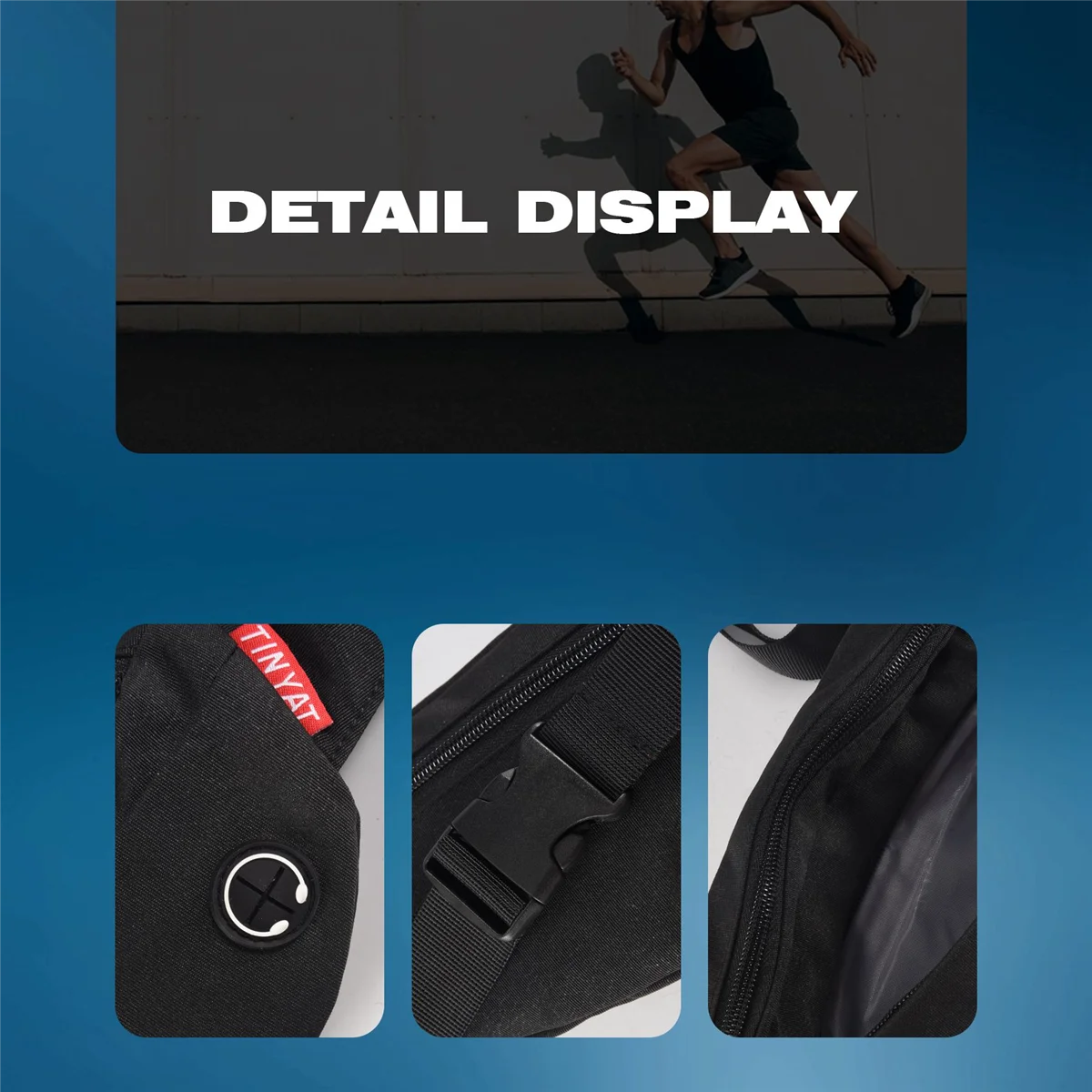 ABQR Męska Torba na Pas Casual Duża Torba na Telefon Saszetka Podróżna Torba na Telefon Nerka z 4 Kieszeniami Czarna