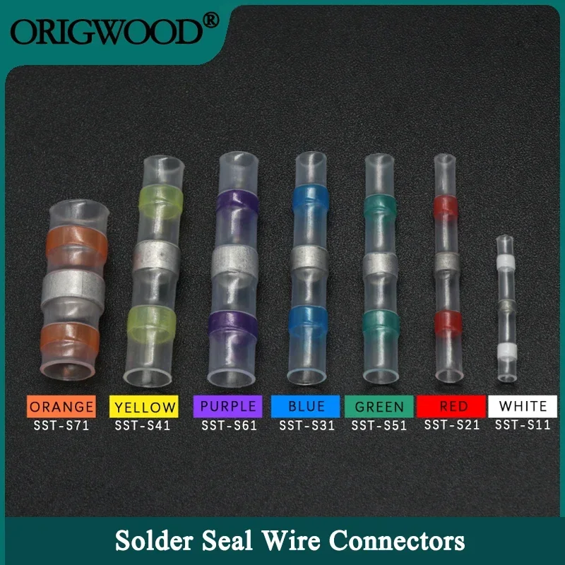 

50~500pcs Solder Seal Wire Connectors Waterproof 3:1 Heat Shrink Insulated Electrical Butt Splice Wire Terminals