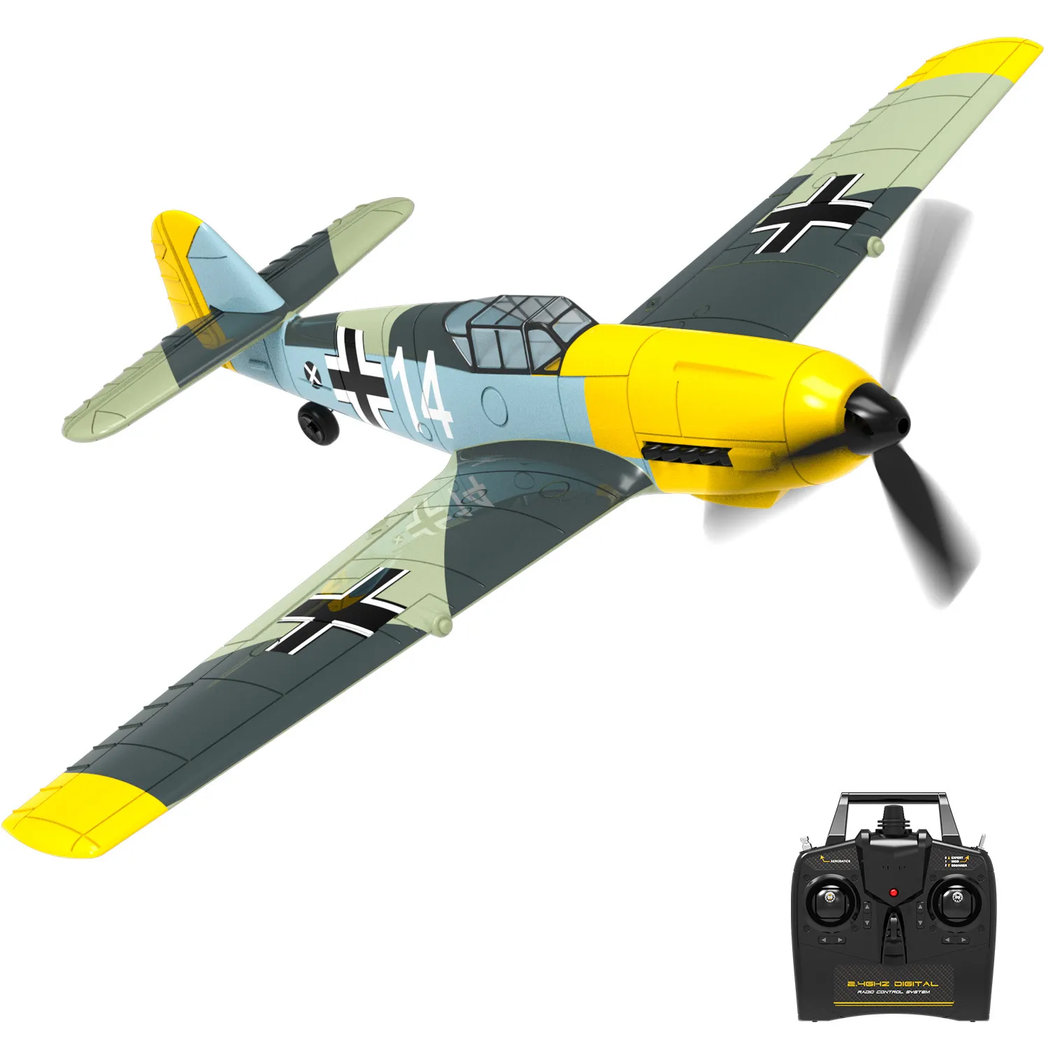 BF  109 Warplane  4Ch Beginner RC Airplanes RTF with Xpilot Stabilizer One-key Aerobatic Outdoor Toys For Children Kids