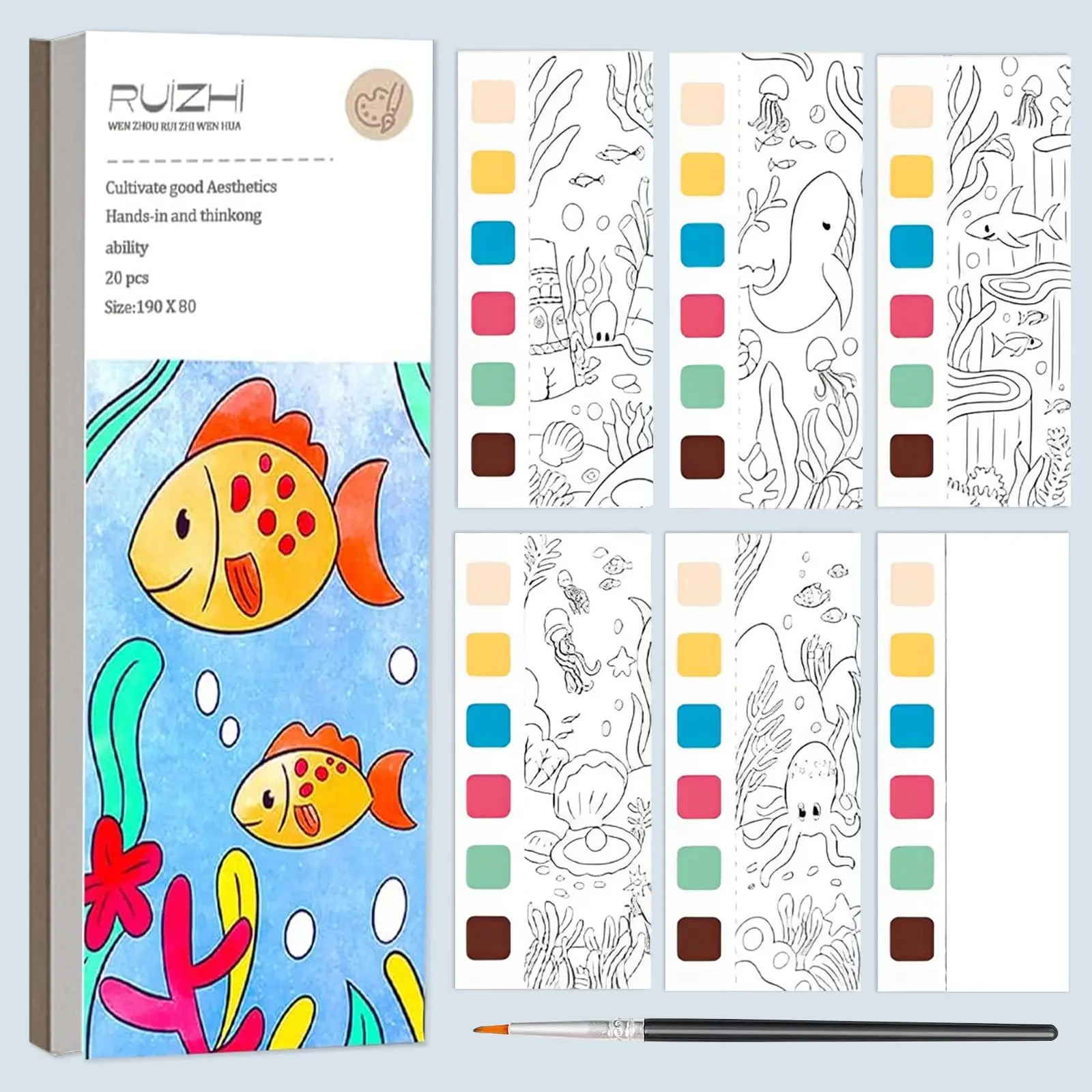 Paint with Water Books for Kids Ages 4-8, Watercolor Coloring Book, Pocket Watercolor Painting Book, Travel Magic Paint Set Pock